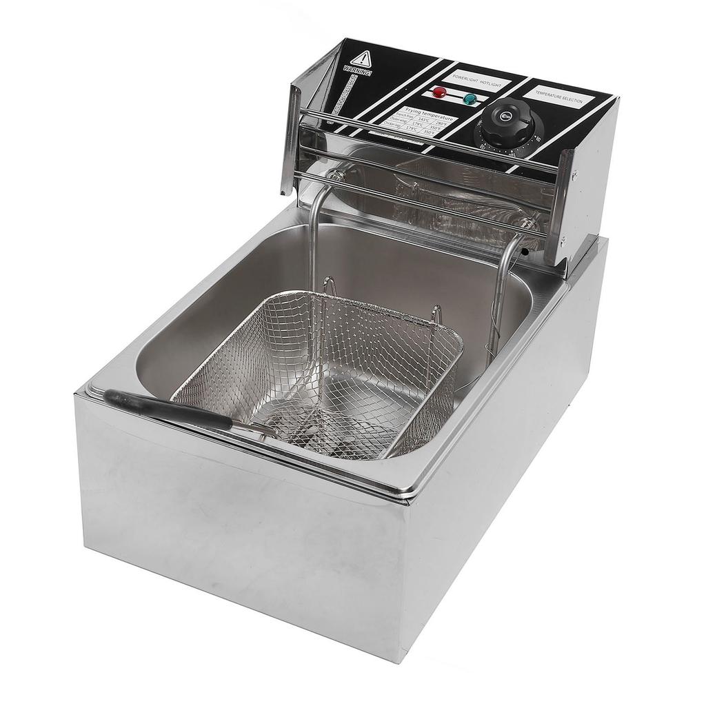 Electric Fryer Stainless Steel 6L Single Basket Adjustable Temperature Countertop Frying Machine