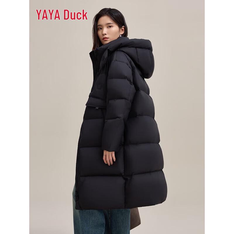 YAYA Women s Long Hooded Puffer Down Jacket M