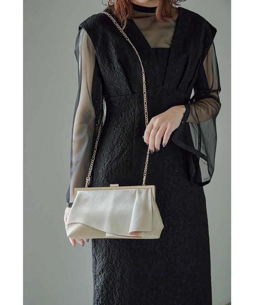 Shiny Tuck Clutch Party Satin F [niana] Bag, Bag, Lamé Handbag, Beige,