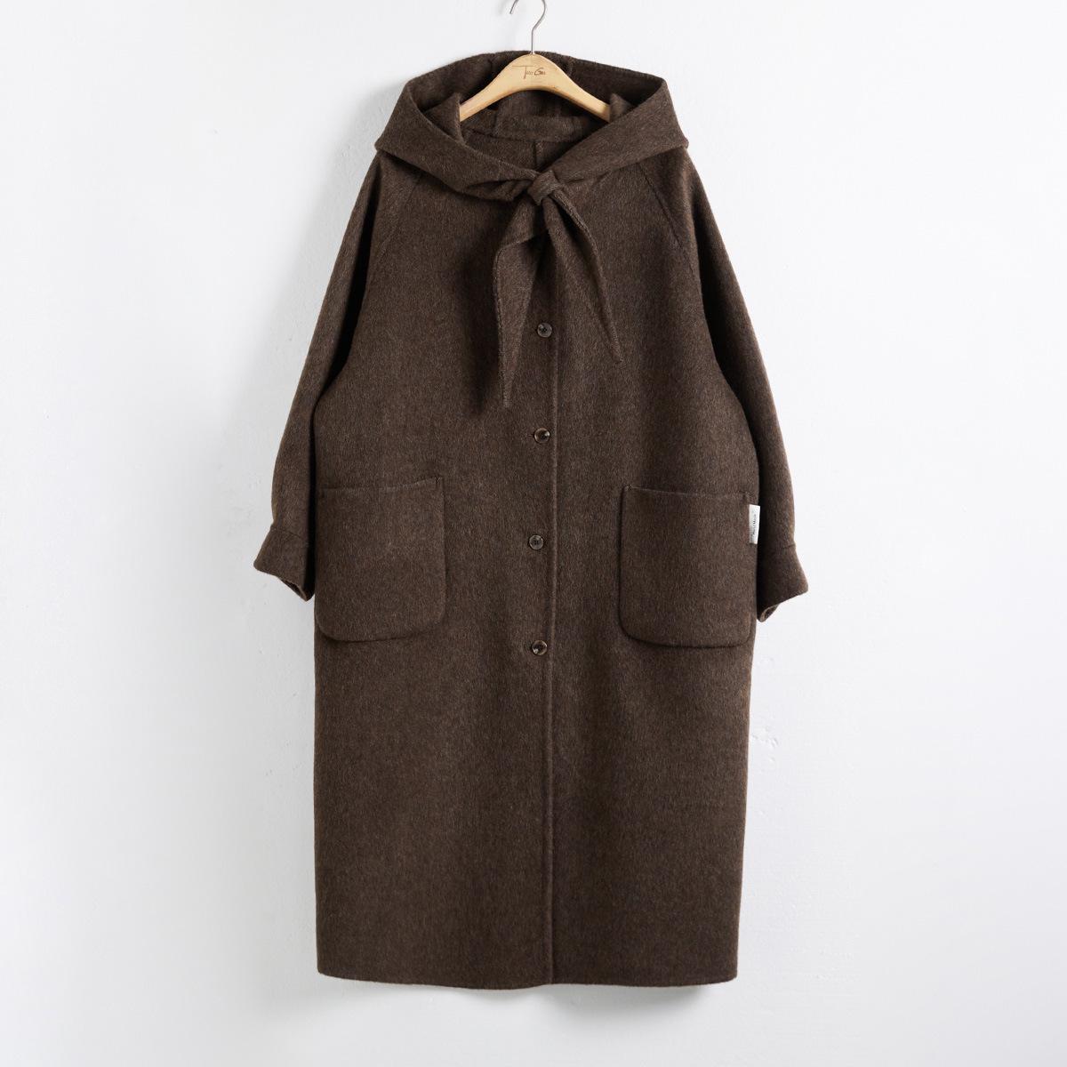 

Женское шерстяное пальто Liziqi с капюшоном и поясом, двустороннее, коллекция зима 2024 - Свободное шерстяное пальто M (Recommended 125-145 jin) кофейный