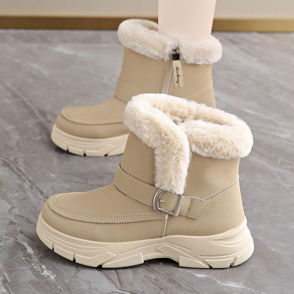 Women's Thick-Soled Non-Slip Winter Snow Boots with Plush Velvet Lining