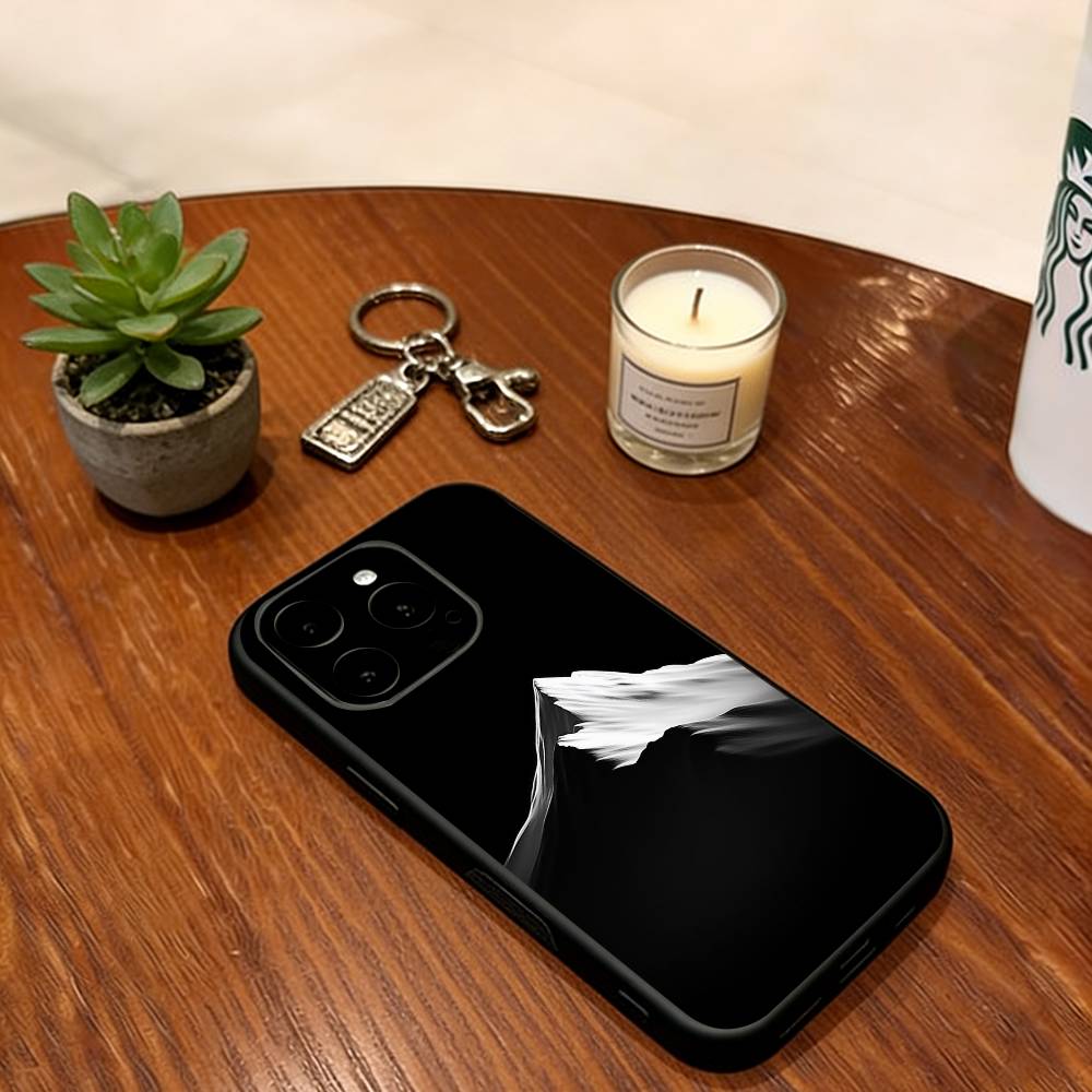 Black Mountain INS Design Phone Case Soft Silicone black For IPhone 17 16 15 14 13 12 11 X XR Plus Pro Max Plus