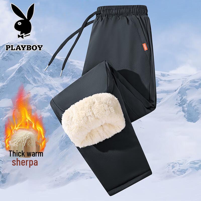 PLAYBOY Men's Fleece Lined Warm Casual Pants
