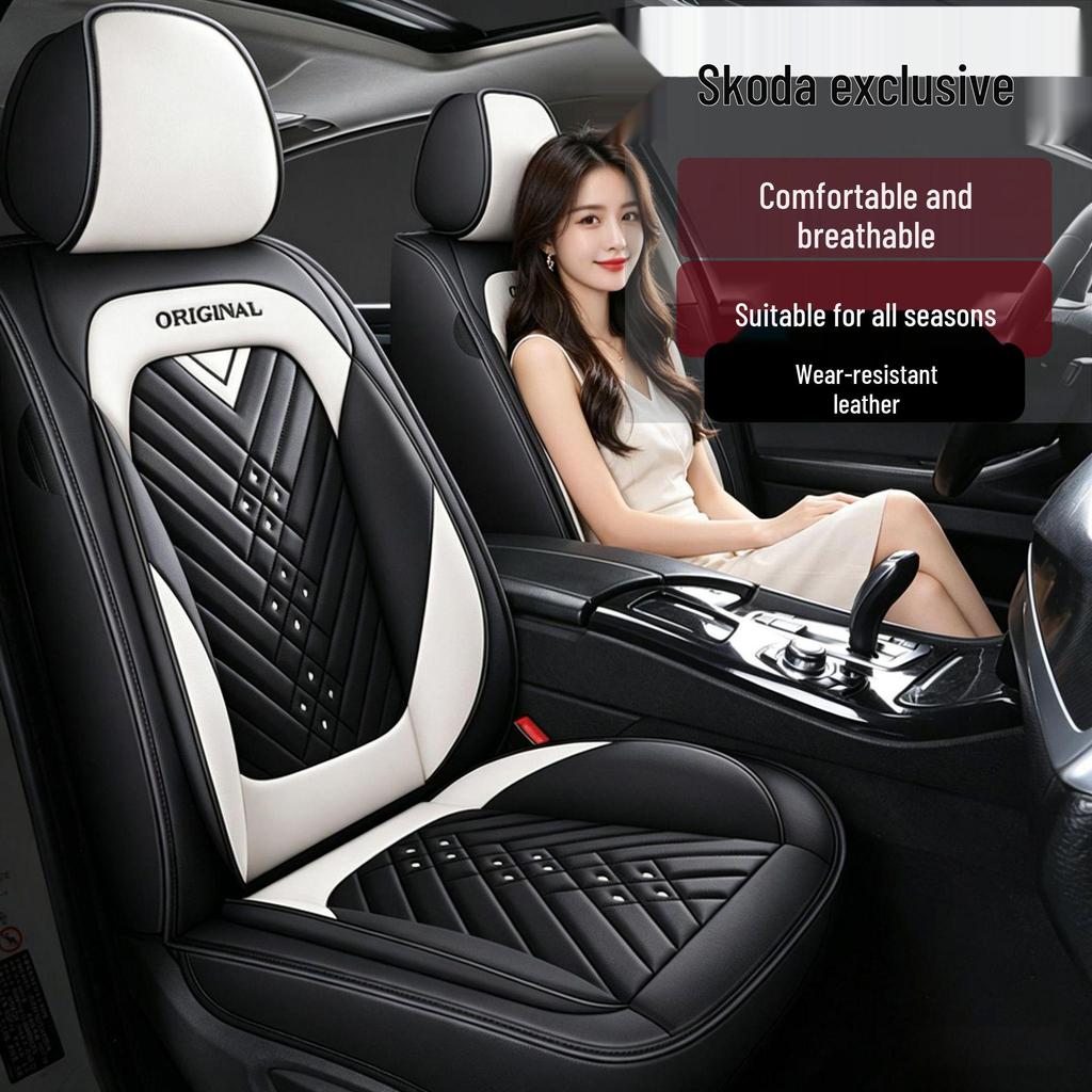Universal Leather Car Seat Covers & Cushions for All Seasons - Compatible with Skoda Rapid