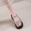 2025 Summer Comfort Shoes for Women Increasing Height Clear Heels Female Sandal Clogs Wedge Girls Gladiator Beige New