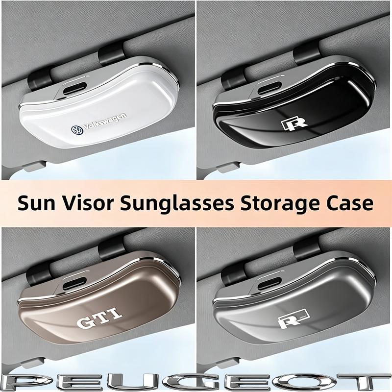 Car Visor Sunglasses Glasses Case Glasses Holder Clip Box Accessories For VW GTI Polo Golf Passat B6 Tiguan Arteon Taigo HubCap BIY1