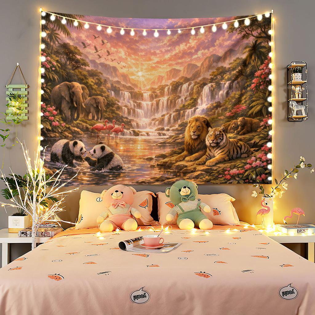 1pc Flamingo Animal Print Tapestry Living Room Wall Art Decoration Background Cloth Machine Washable Space Pendant