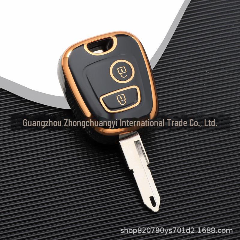 Peugeot Citroen Car Key Protective Shell - TPU Gold Edge Soft Cover
