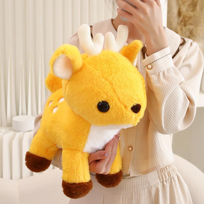 Cute Standing Sika Deer Plush Doll Window Decoration Children'S Sleeping Deer Doll Birthday Gift