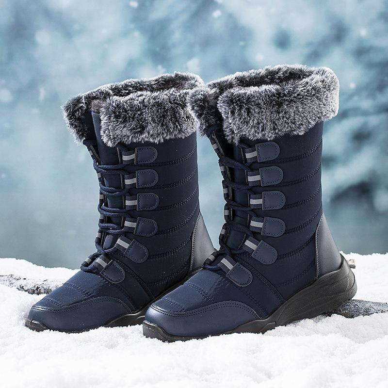 Schneestiefel, hohe Stiefel, einfache Baumwollstiefel, große wasserdichte und warme Damenstiefel