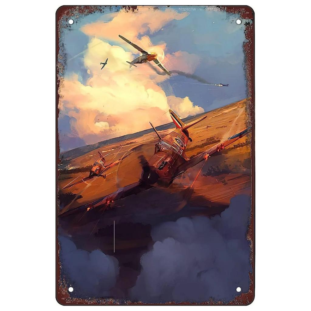 Military Metal Tin Signs Fight Plane Wall Art Poster Plaque Vintage Iron Painting Decoration for Home Cafe Washing Room Club