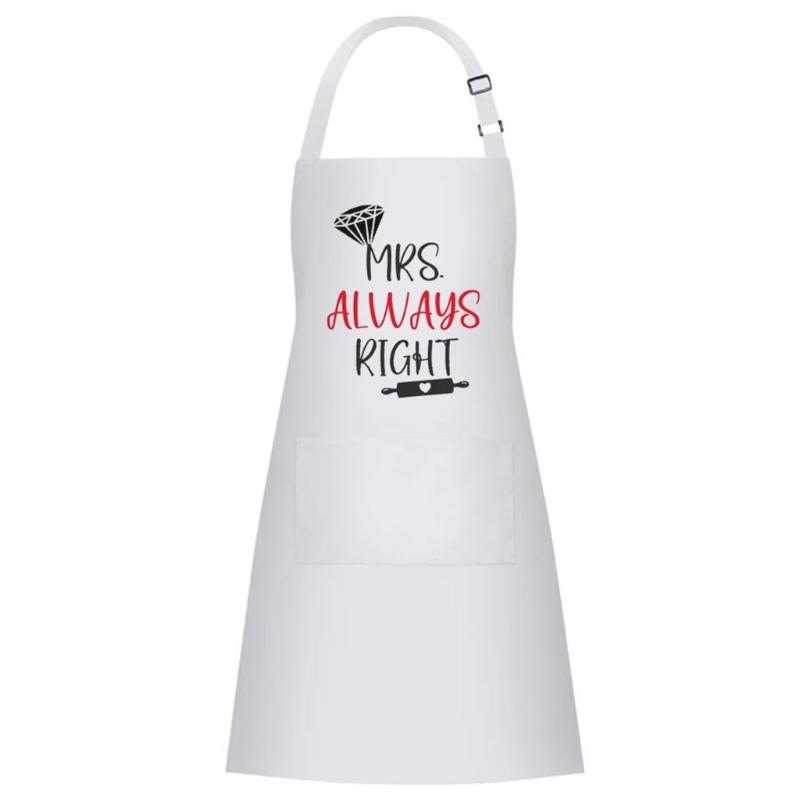 Couple Apron Set Polyester Kitchen Cooking Apparel Adjustable Ties MR & Mrs Design Black Matching Outfit Protection