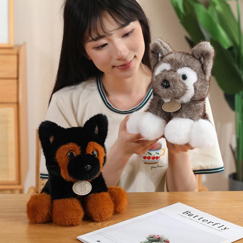 22cm Cute Simulation Puppy Plush Stuffed Toy Soft Doll Children's Cloth Doll Birthday Gift Kawaii Desktop Home Decoration