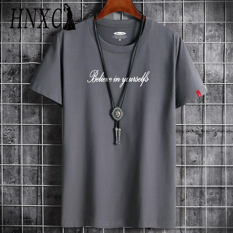 

Футболка с коротким рукавом из хлопка HNXC, мужская модная свободная рубашка с коротким рукавом и принтом «Сострадательная рубашка» XXXXXXL темно-серого