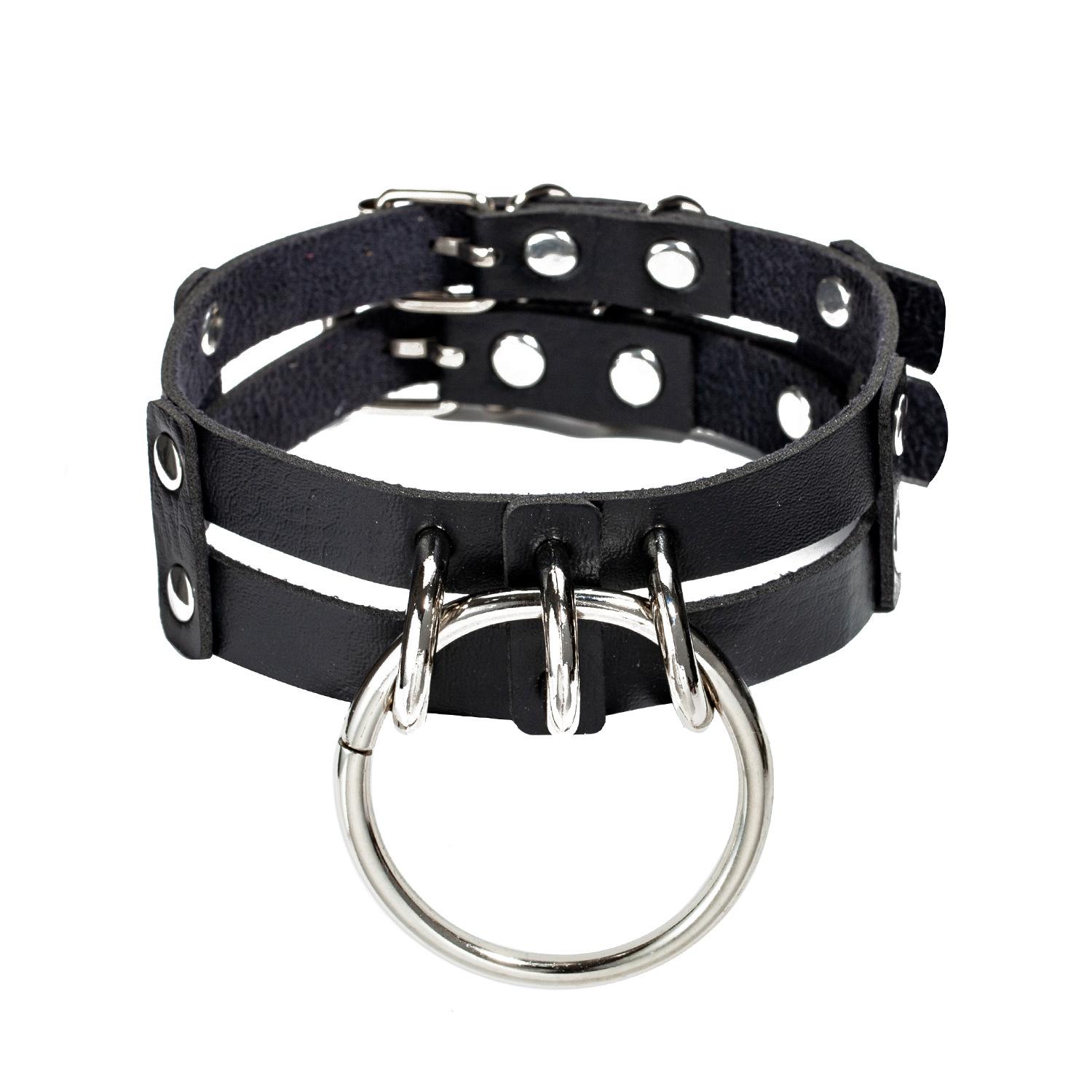 

Хараджуку Шкіряне ПУ Кольє-чокер з О-кільцем - Вуличний стиль, Клубний аксесуар