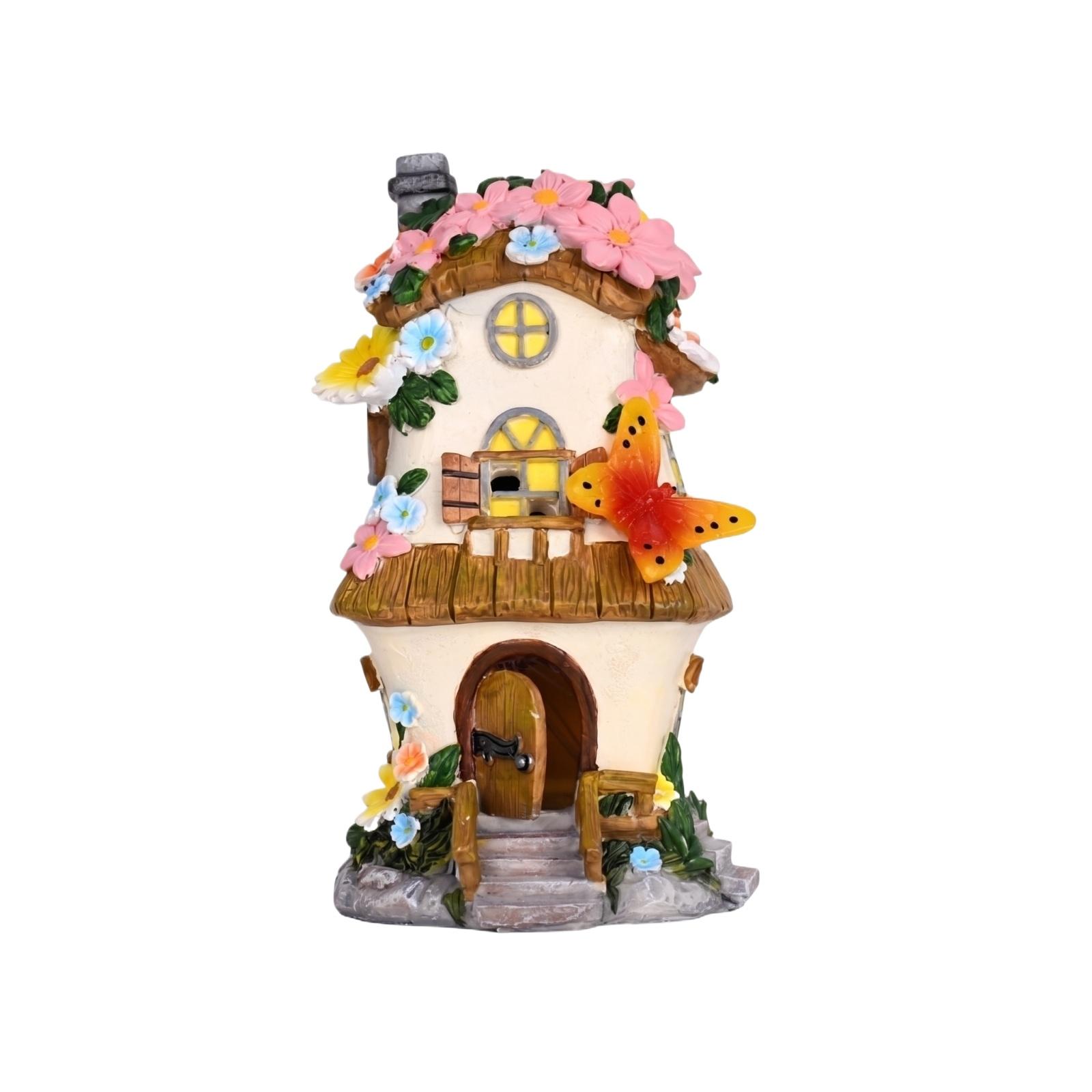 

Solar Powered Outdoor Decorative Cottage Light Resin Garden Ornament with LED Lighting for Yard Patio Pathway Landscape Decoration one size