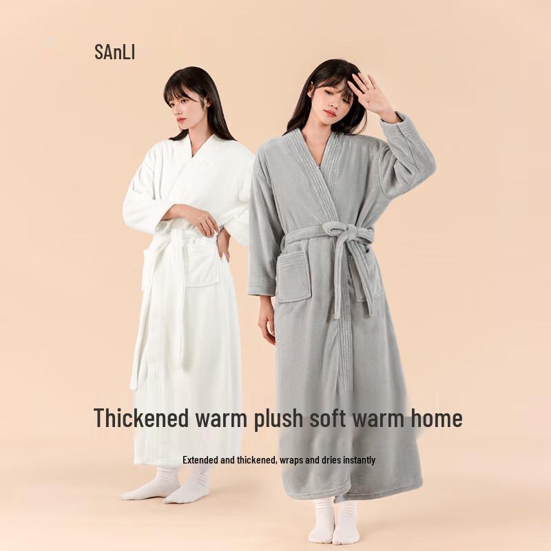 Sanli Warm Coral Fleece Couple s Bathrobe