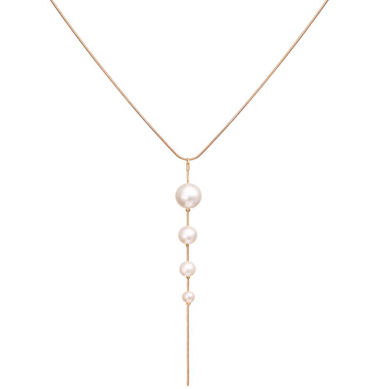RUI RUI YU Retro Style Simple Artificial Pearl Bead Pendant Tassel Necklace