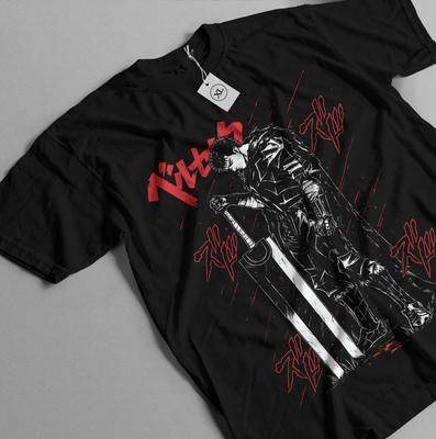 T-shirt Berserk Manga Strip Guts Armatura Berserker Anime Maglietta Nera Taglia Unica