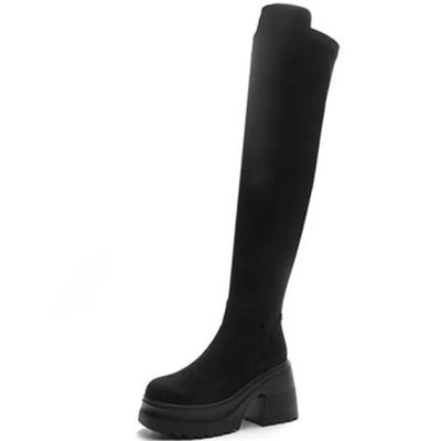 Square Heel 10cm Women Autumn Winter Shoes Fashion Square Heel Women Platform Boots Rubber Sole Shoes Female High Boot