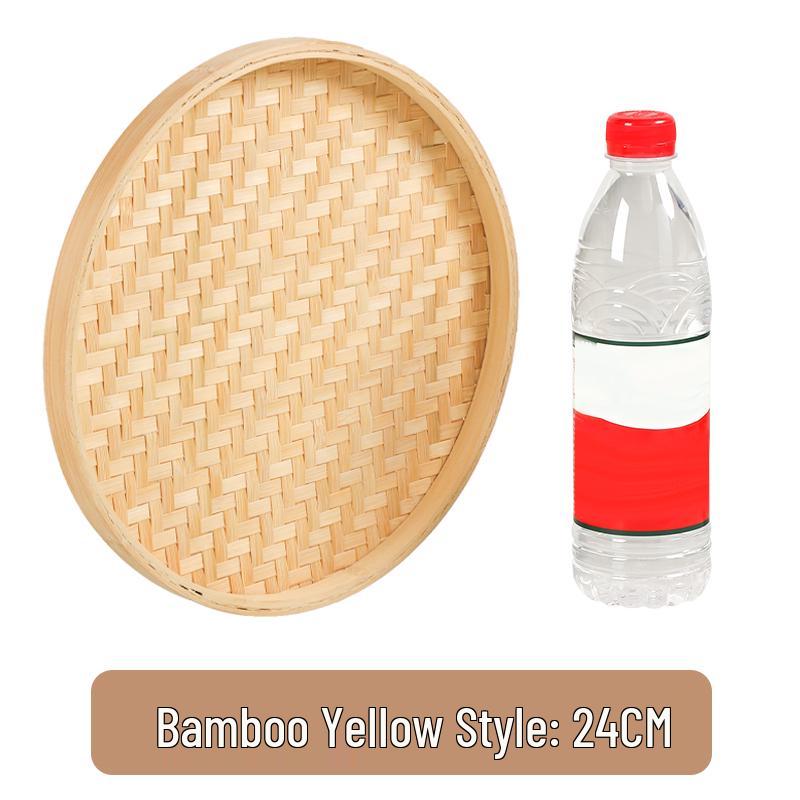 Bamboo Weaving Green Winnowing Basket/Restaurant Sashimi Platter with or without Holes for Drying, Sieving, Tea Sampling, or Decorative Use