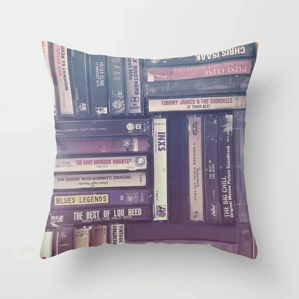 Stacked Magazine Printed Pattern Cushion Cover for Home Bedroom Living Room Sofa Decoration Square Pillow