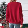 Women's Red Christmas Bow Sweatshirt: Sweet Style, Round Neck, Autumn/Winter