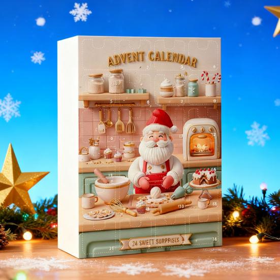 Christmas Baking Advent Calendar 24-Day Countdown Box Multifunctional Decoration Unique Holiday Gift for Children