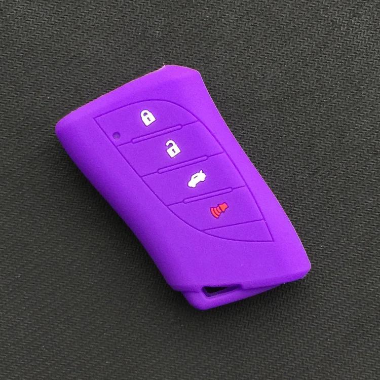 

4button silicone car key fob Protect case cover skin cap set For Lexus 2018 2019 IS ES GS LS500h NX RX LX LC RC Remote keyless фіолетовий