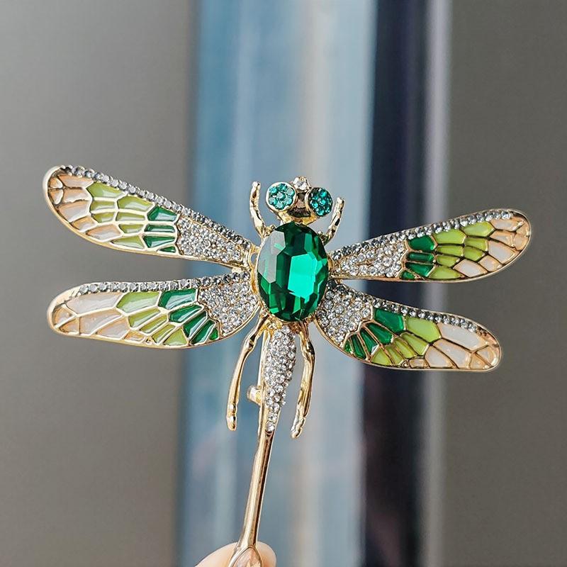Vintage Rhinestone Dragonfly Brooches For Women Luxury Animal Insects Brooch Pins Clothes Suit Party Accessories Jewelry Gifts