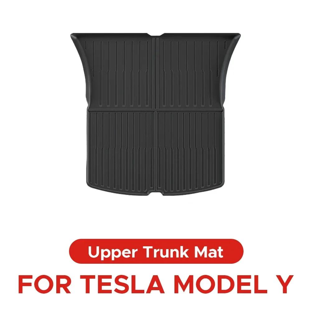 For Tesla Model Y 2025-2025 Front and Back Trunk Mat TPE Carpet Waterproof Weather-resistant Pads Up and Down Layer Mats