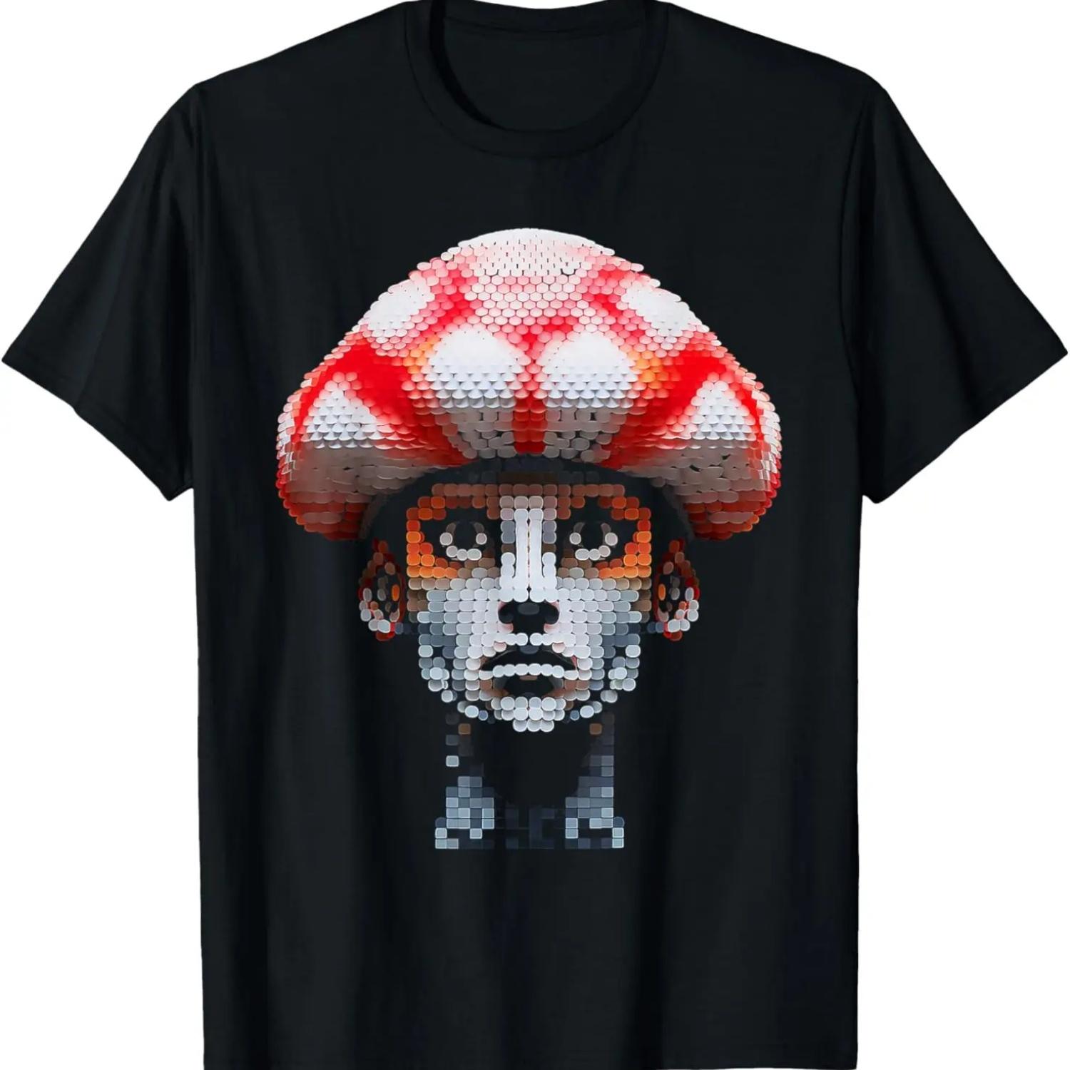 Mushroom Colorful Pixel Men Portrait Art Graphic Mushroom T-Shirt S чёрный
