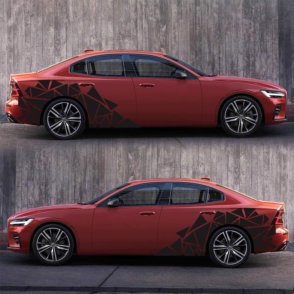 Unique Triangles Vinyl Car Side Stickers Long Stripe Big Car Decals Door Sticker Vinyl Sports Racing Decals Decorative Car Body Decoration