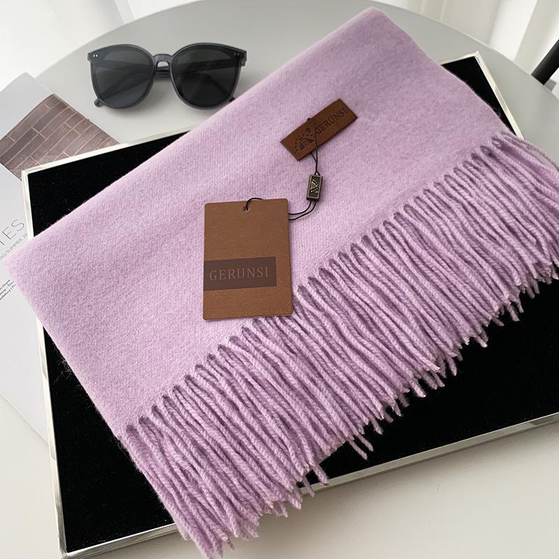 Women's 300g Solid Color Imitation Cashmere Scarf – High-End, All-Match, Warm Autumn/Winter Shawl.