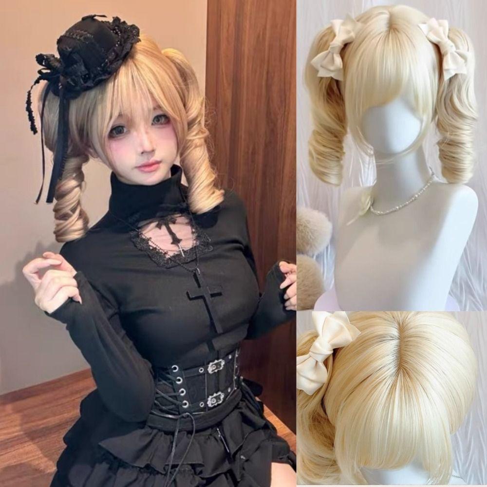 Air Bangs Short Curly Hair Bob Wig Heat Resistant Cosplay Lolita Hair Carnival