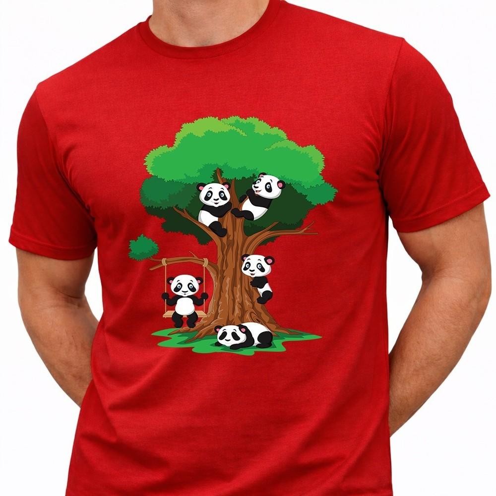 Panda T Shirt Cute Cartoon Animal Tree Graphic Playful Panda Design Tee S