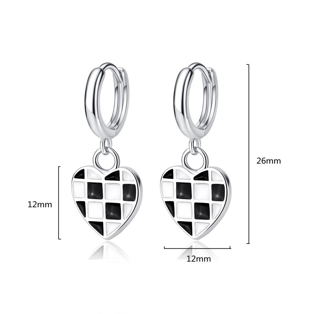 Buyee 925 Sterling Silver Heart Earring Light White Black Acrylic Sweet Earring for Woman Girl Fashion Fine Jewelry Earring