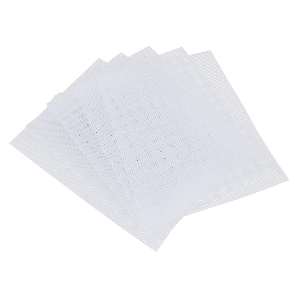 5 Pcs Plastic Mesh Canvas Sheet 7 Count 33.5x26cm White Plastic Canvas Eye Mesh with 4 Knitting