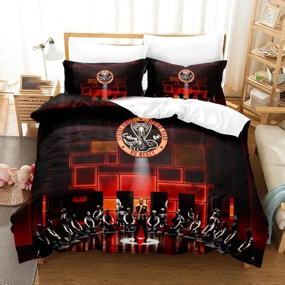 3D Print Cobra Kai Karate Beddengoedset Dekbedovertrek Bedset Quiltovertrek Kussensloop Dekbed King Queen Size Jongens Volwassen Beddengoed