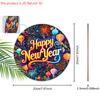 Happy New Year Festival Wooden Sign - Colorful Hot Air Balloon Round Sign for Front Door, Wall Hanging Decor - Ideal Festival Decoration