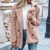 Elegante Cappotto Invernale da Donna in Ecopelliccia Caldo Peluche Orsacchiotto Monocolore Capospalla Femminile Tasca Casual Autunno Cashmere 22942