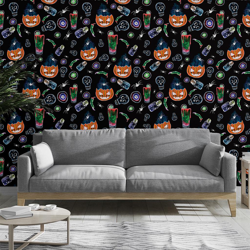 Peel and Stick Wallpaper Pumpkin Gothic Self Adhesive Removable Contact Paper Halloween Wall Cabinet Decor Wallpaper