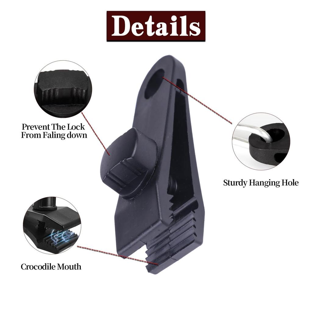 Nylon Rotary, Alligator Clip, Black 8 Pcs, Removable, Tent Windproof Fixed Clip Canopy Camping