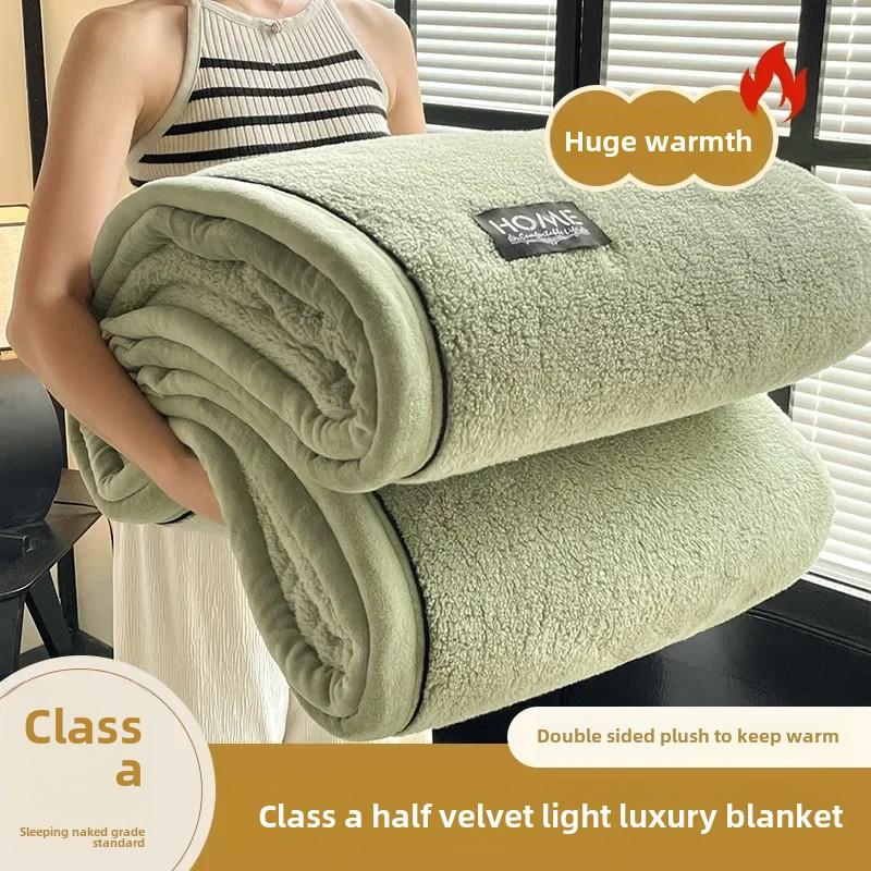 A-level woolen blanket, thick double-sided fluffy warm blanket, comfortable decorative blanket, sofa, bed and travel blanket