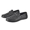 Popular Doudou Shoes Men's First-layer Cowhide Lazy Shoes Live Broadcast Large-size Casual Alligator Pattern Leather Shoes Men