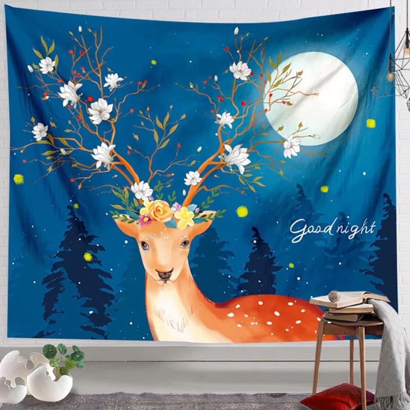 Christmas Elk Deer Tapestry Wall Decor Aesthetic Tapestry Home Decoration College Dorm Room Decor Art Tapestry Wall Hanging Decor