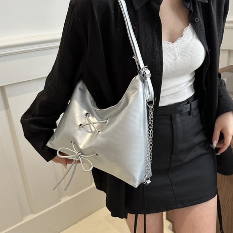 Women PU Leather Crossbody Bag Chain Shoulder Bag Casual Backpack Student School Bag Large Capacity Messenger Bag