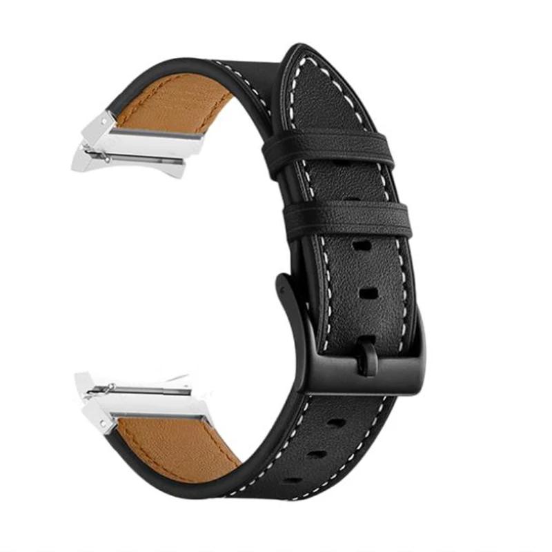 Leather Watch Band For Samsung Galaxy Watch 6 5 4 44mm 40mm/Galaxy Watch 6 Classic 43mm 47mm Gapless Bracelet Curved End Adapter