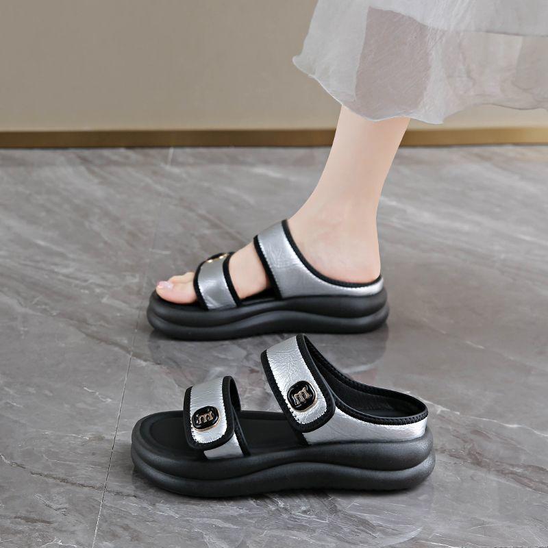 With Skirt Velcro Slippers Women's Summer Wear New Soft-soled Non-slip Not Tired Beach Shoes