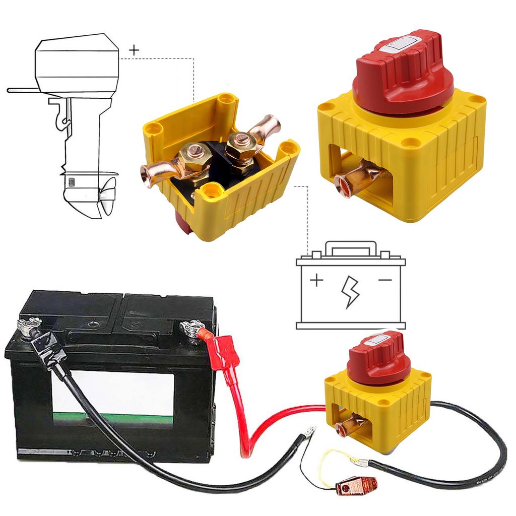 24V 300A Car Battery Disconnect Switch High Current Copper Terminal with Heat Shrink Tube Switch for Car Marine Boat Truck RV